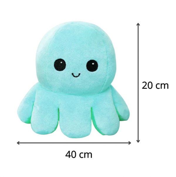 PELUCHE PIEUVRE RÉVERSIBLE GÉANTE BLEUE ET VERTE